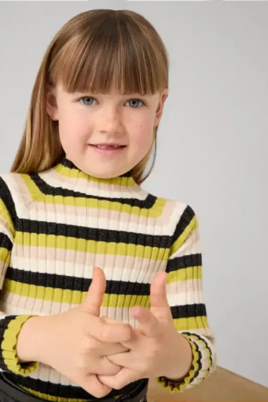 Girls Ribbed Pullover Sweater Green 4062 - 3