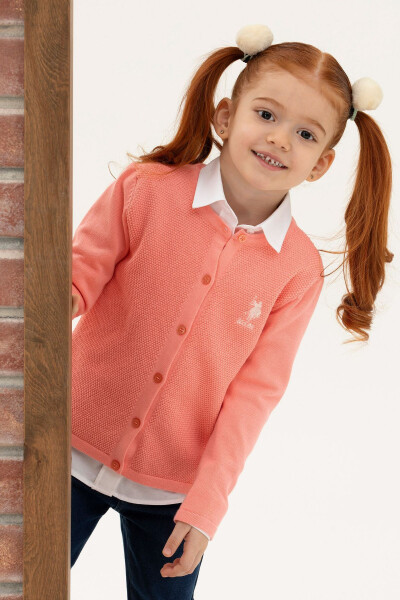 Girls' Salmon Knit Cardigan 50277083-VR047 - 14