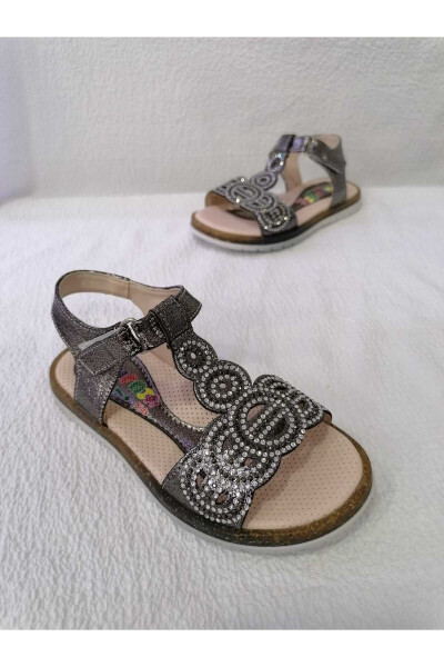 Girls' Sandal with Platinum Stones - 3