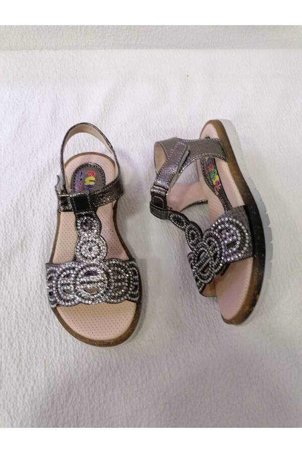 Girls' Sandal with Platinum Stones - 4