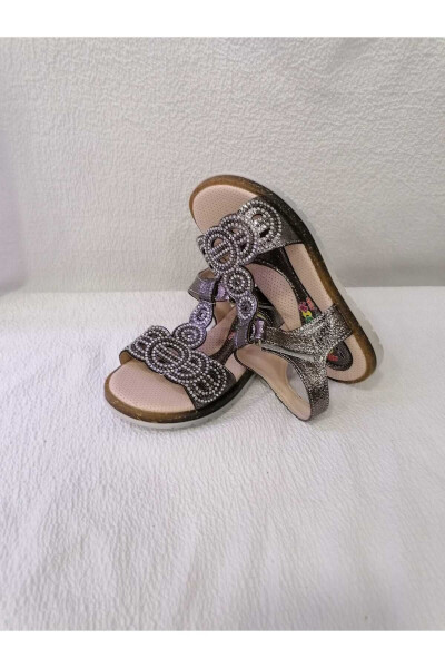 Girls' Sandal with Platinum Stones - 6