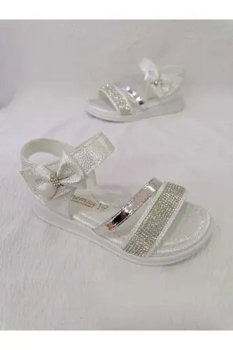 GIRLS' SANDALS WITH STONE BASE AND PADDED INSOLE - PEARLESCENT - 3