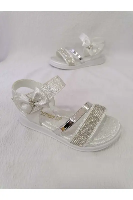 GIRLS' SANDALS WITH STONE BASE AND PADDED INSOLE - PEARLESCENT - 3