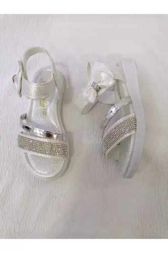 GIRLS' SANDALS WITH STONE BASE AND PADDED INSOLE - PEARLESCENT - 4