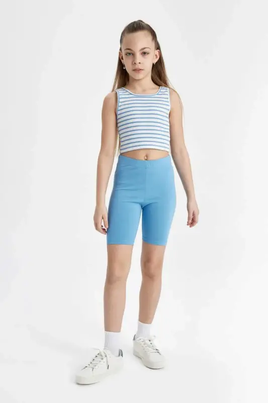 Girl's short blue leggings. - DEFACTO