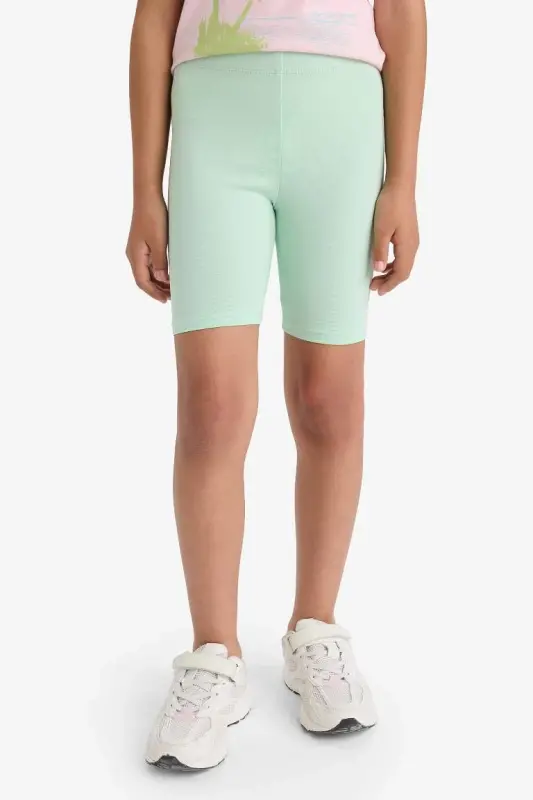 Girls' Short Leggings Light Green - 5