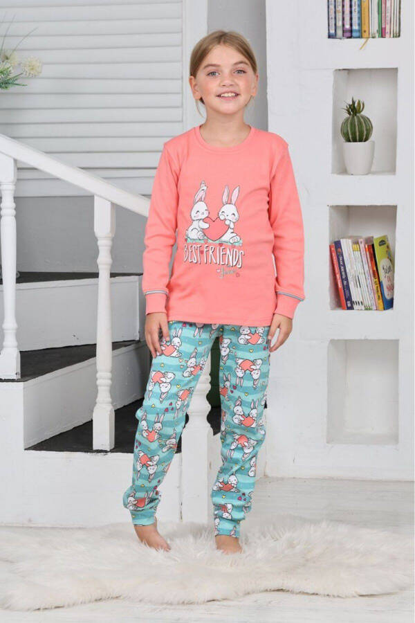 Girls' Short Sleeve Interlock Long Sleeve Pajama Set Pomegranate Color 6160 - 1