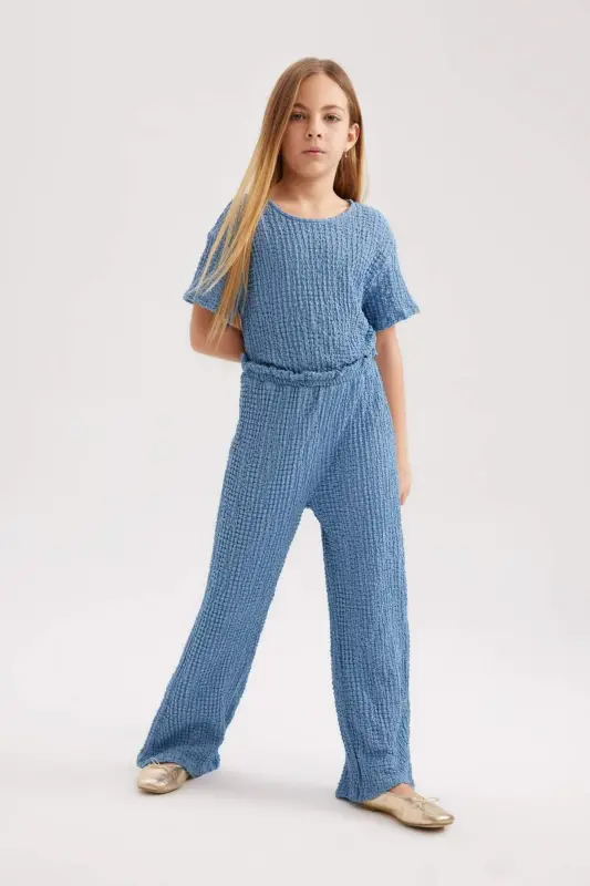 Girls' Short Sleeve Long Jumpsuit B4637a824sm - DEFACTO
