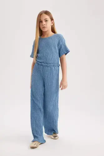 Girls' Short Sleeve Long Jumpsuit B4637a824sm - DEFACTO (1)