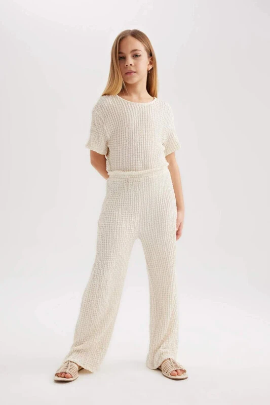 Girls Short Sleeve Long Jumpsuit B4637a824sm - DEFACTO