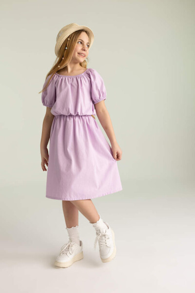 Girls' Short-Sleeved Blouse and Skirt 2-Piece Set Lilac - 1