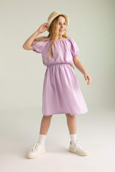 Girls' Short-Sleeved Blouse and Skirt 2-Piece Set Lilac - 3