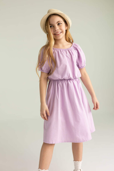 Girls' Short-Sleeved Blouse and Skirt 2-Piece Set Lilac - 4