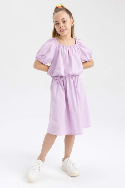 Girls' Short-Sleeved Blouse and Skirt 2-Piece Set Lilac - 5