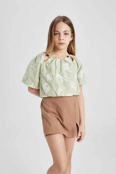 Girls' Short-Sleeved Blouse Green - 6