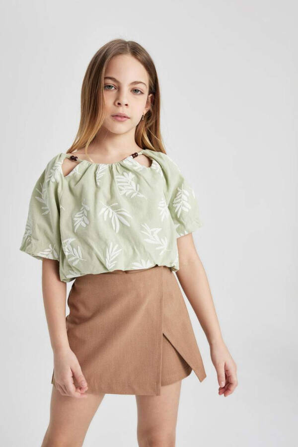 Girls' Short-Sleeved Blouse Green - 7