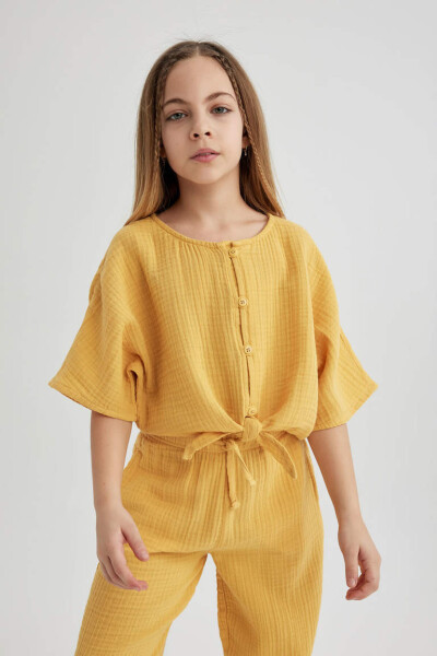 Girls' Short-Sleeved Blouse Yellow - 1