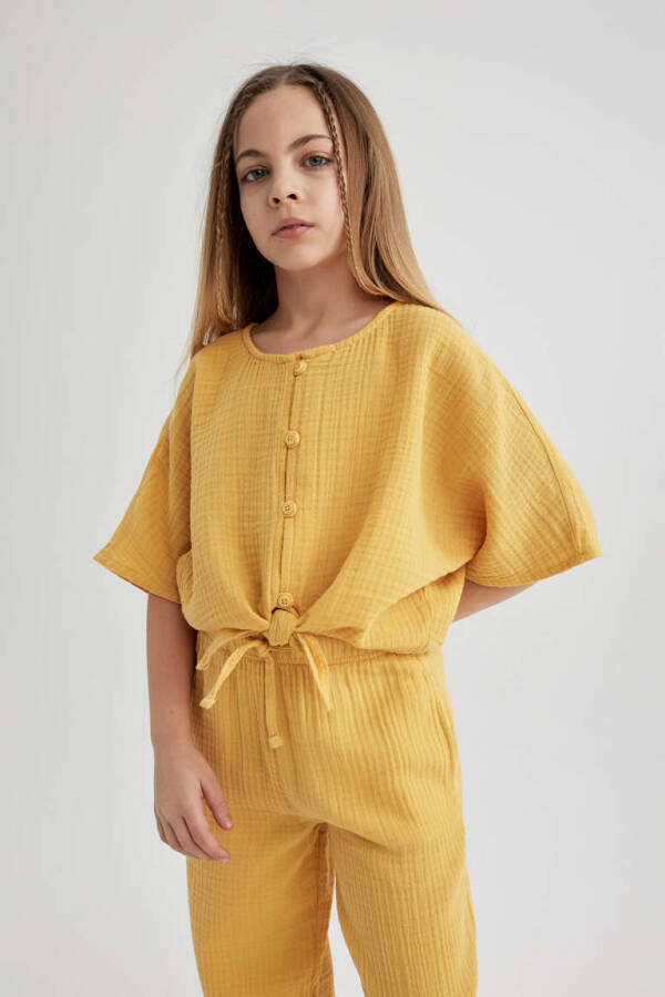 Girls' Short-Sleeved Blouse Yellow - 4