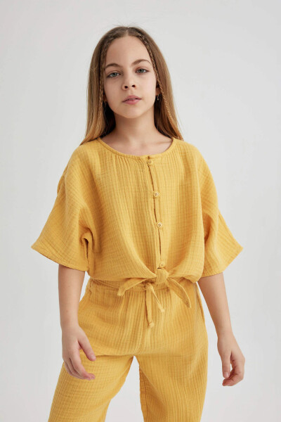 Girls' Short-Sleeved Blouse Yellow - 7