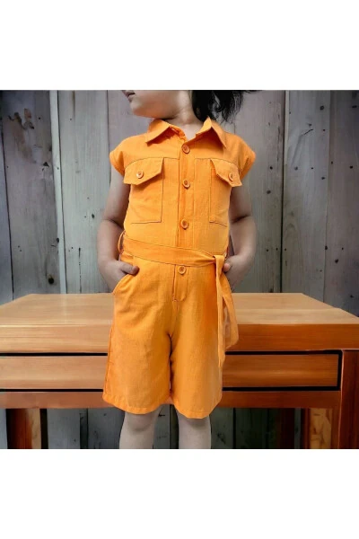 Girls' Shortalls with Buttoned Pocket Detail/ Short Jumpsuit - ESTERELLA (1)