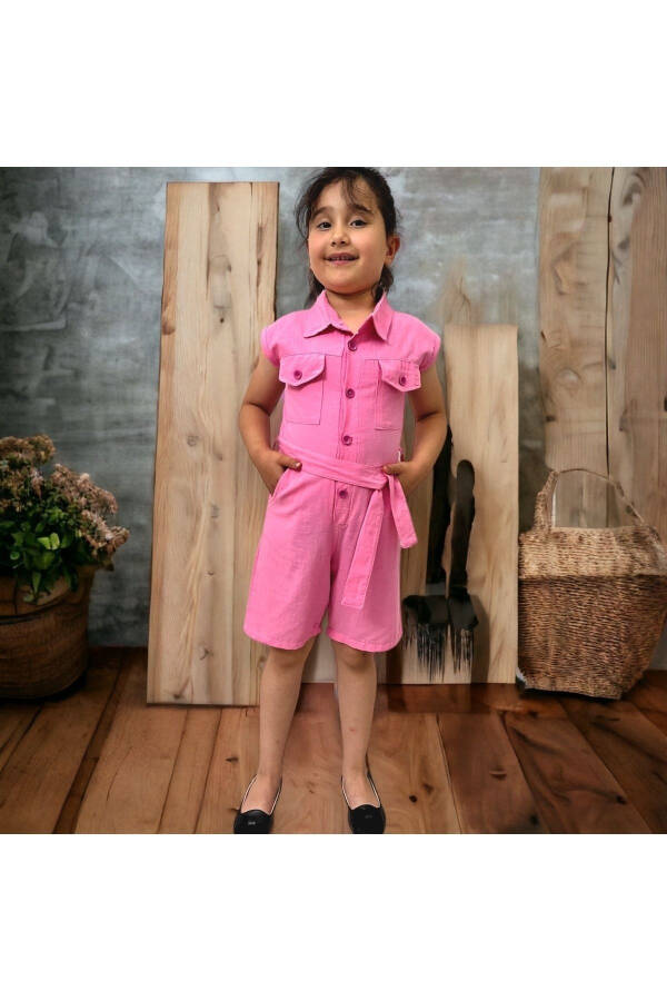 Girls' Shorts Jumpsuit/Buttoned Pocket Detail/Short Jumpsuit - 1