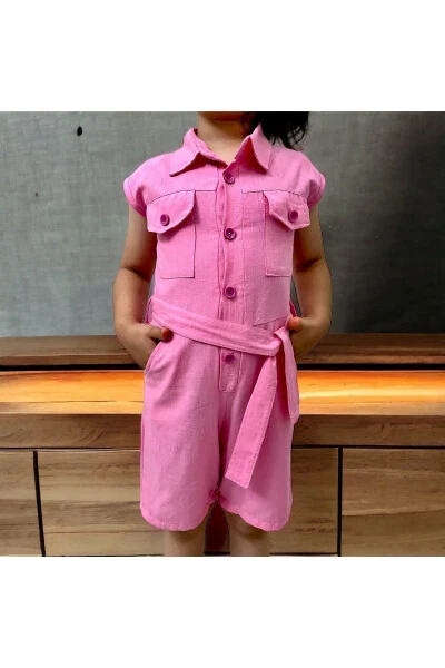 Girls' Shorts Jumpsuit/Buttoned Pocket Detail/Short Jumpsuit - ESTERELLA (1)