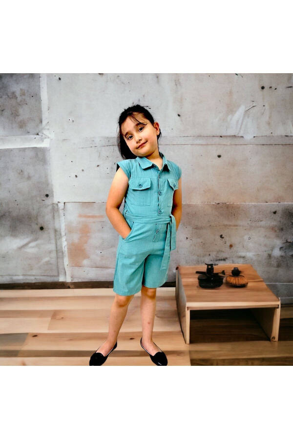 Girls' Shorts Jumpsuit/Buttoned Pocket Detail/Short Jumpsuit - 1