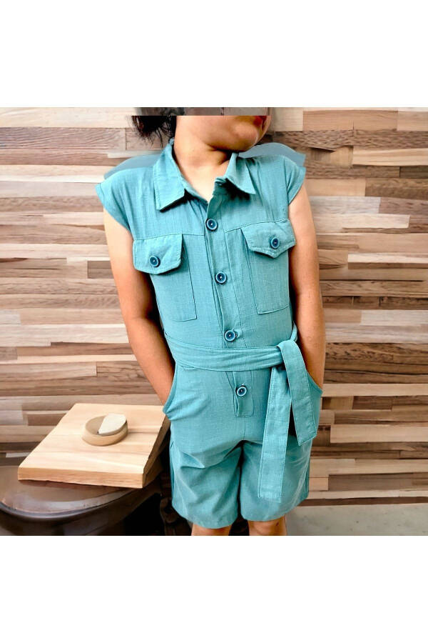 Girls' Shorts Jumpsuit/Buttoned Pocket Detail/Short Jumpsuit - 2