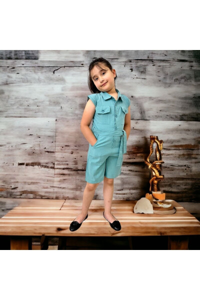 Girls' Shorts Jumpsuit/Buttoned Pocket Detail/Short Jumpsuit - 4