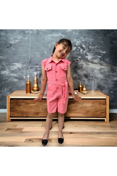 Girls' Shorts Jumpsuit/Buttoned Pocket Detail/Short Jumpsuit - ESTERELLA