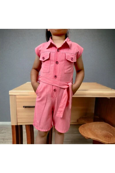 Girls' Shorts Jumpsuit/Buttoned Pocket Detail/Short Jumpsuit - ESTERELLA (1)