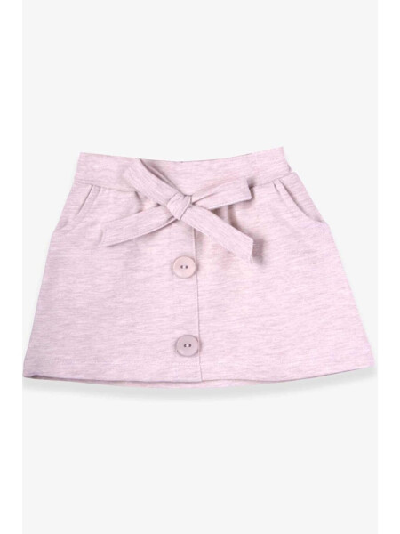 Girls' Skirt with Bow Beige Melange (6-12 Years) - 1