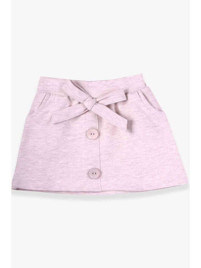 Girls' Skirt with Bow Beige Melange (6-12 Years) - 1