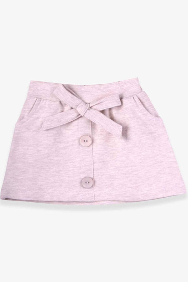 Girls' Skirt with Bow Beige Melange (6-12 Years) - 4