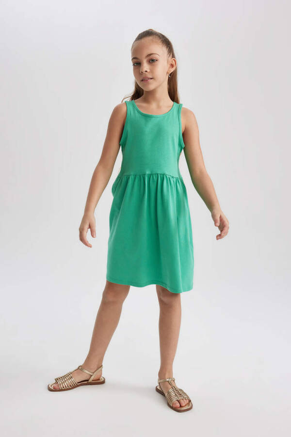 Girls Sleeveless Dress Green - 1