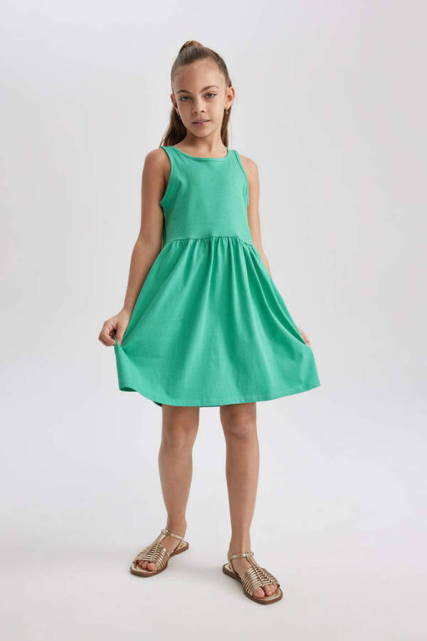 Girls Sleeveless Dress Green - 2