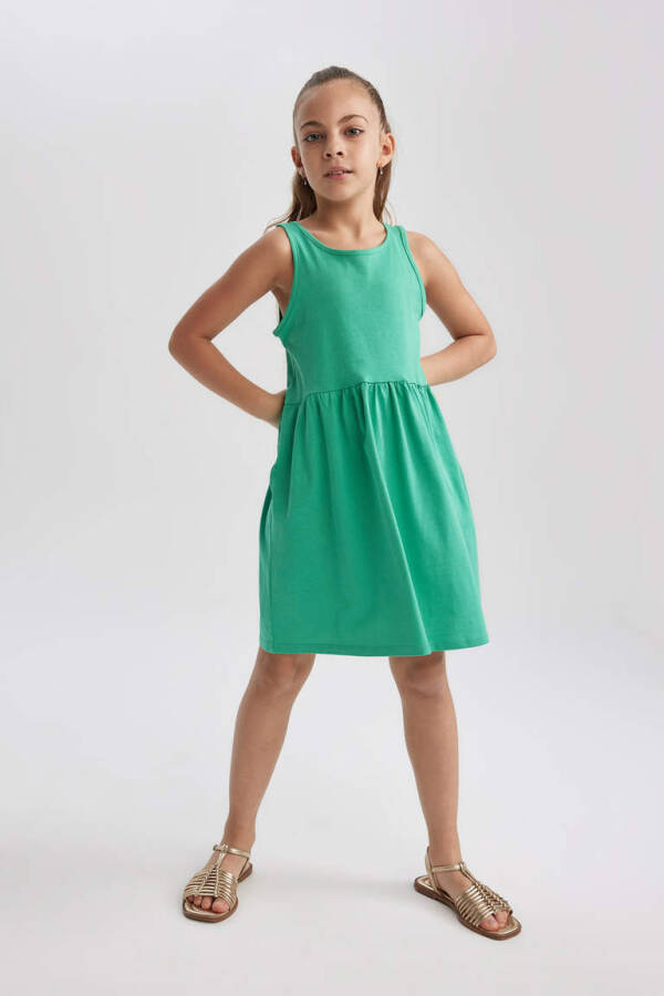 Girls Sleeveless Dress Green - 3