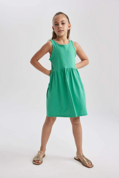 Girls Sleeveless Dress Green - 7