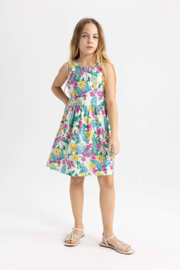 Girl's Sleeveless Dress with Pattern - 1