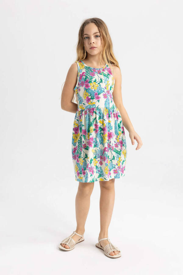 Girl's Sleeveless Dress with Pattern - 2