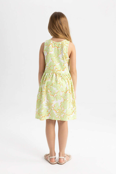 Girls' Sleeveless Dress with Pattern in Light Green - 5