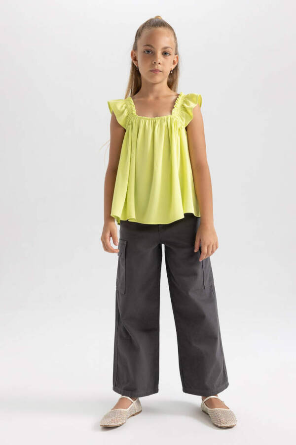 Girls Sleeveless Viscose Blouse Light Green - 2