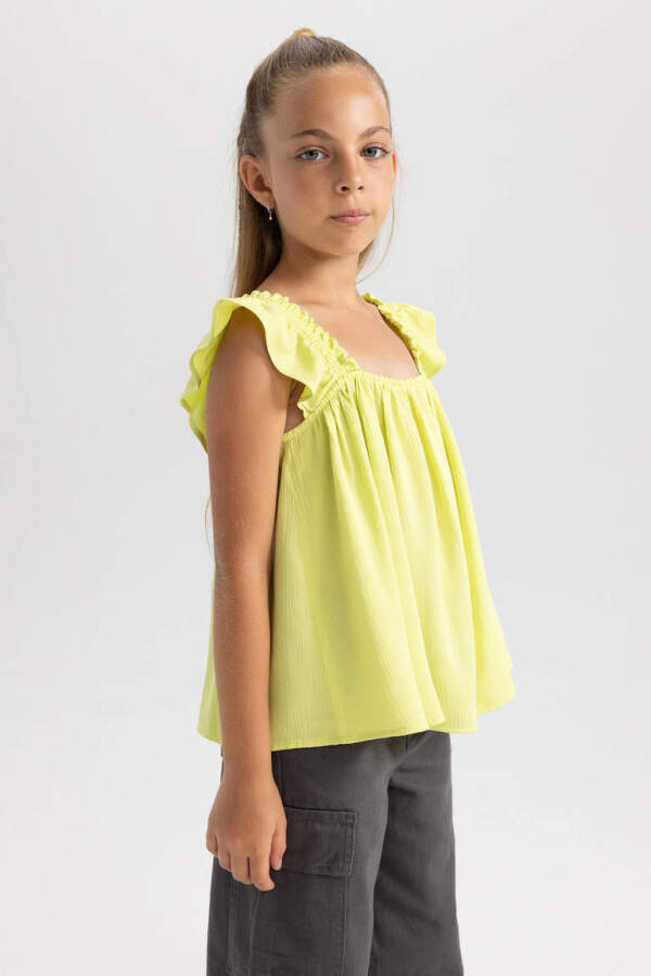 Girls Sleeveless Viscose Blouse Light Green - 3