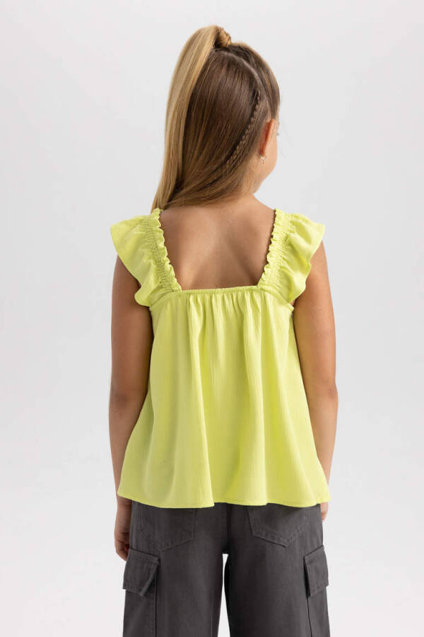 Girls Sleeveless Viscose Blouse Light Green - 5