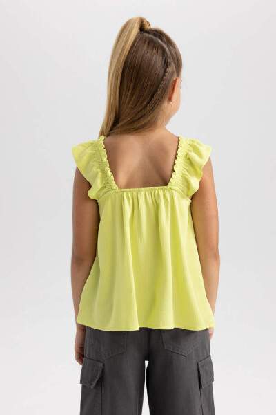 Girls Sleeveless Viscose Blouse Light Green - 3