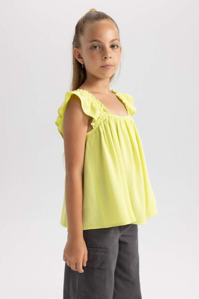 Girls Sleeveless Viscose Blouse Light Green - 8