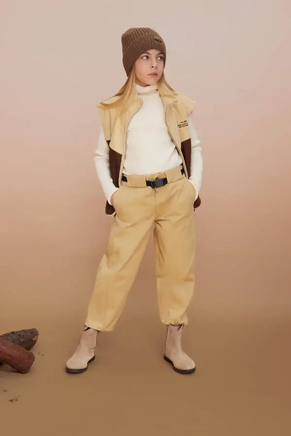 Girls Slouchy Straight Leg Gabardine Trousers A9606a823wn - 8