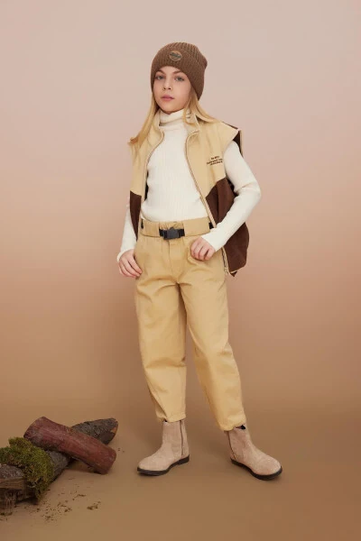 Girls Slouchy Straight Leg Gabardine Trousers A9606a823wn - 9