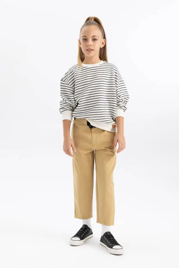 Girls Slouchy Straight Leg Gabardine Trousers A9606a823wn - 12