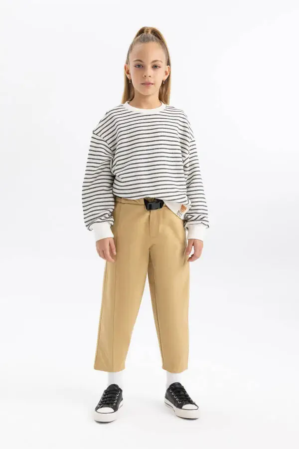 Girls Slouchy Straight Leg Gabardine Trousers A9606a823wn - 4